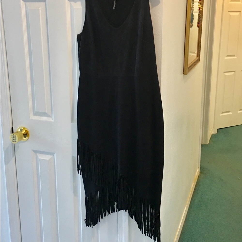 Laundry suede High end fringe dress. New. With a free designer gift.